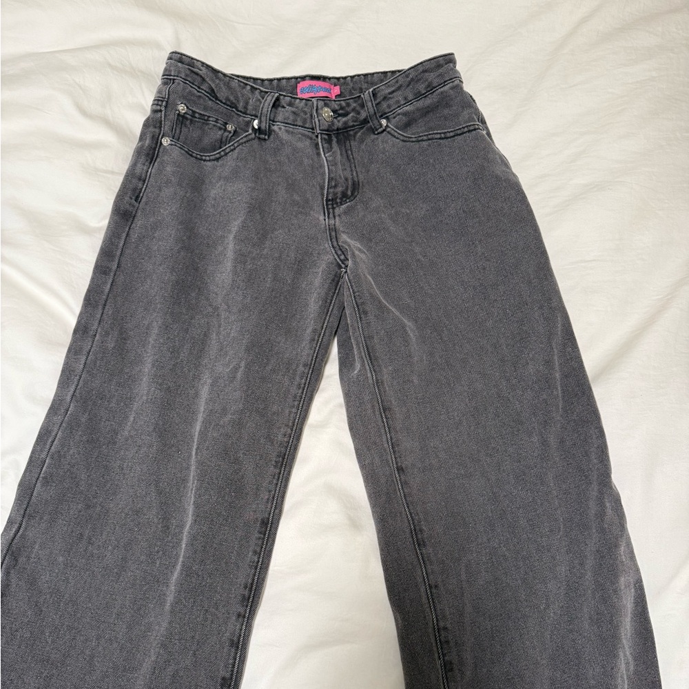 Edikted Faded Black Low Rise Baggy Jeans